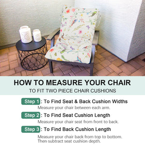 Outdoor Patio Chair Cushions with Back – 21.7 x 43.3 Inch Dining Seat Cushions with Ties