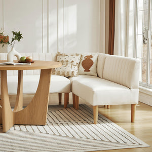 Velvet Armless Loveseat Settee with Channel-Tufted Back & Solid Wood Legs