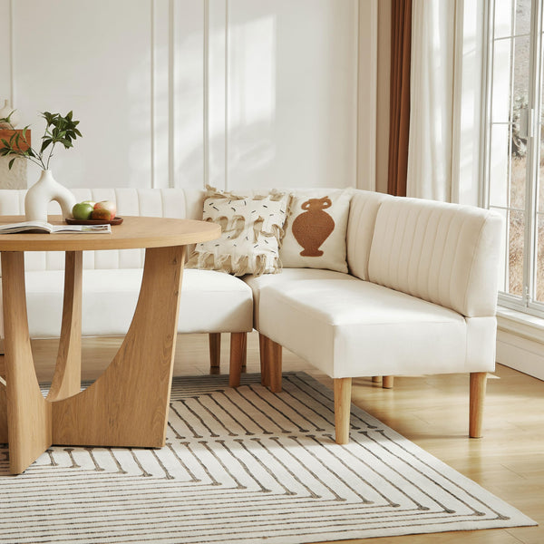 Velvet Armless Loveseat Settee with Channel-Tufted Back & Solid Wood Legs