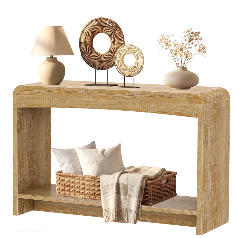 Farmhouse Console Table with Open Shelf