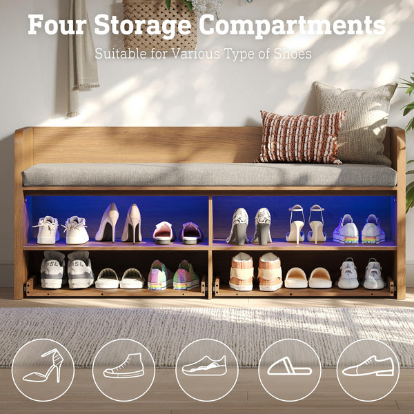 Entryway Bench with Storage & UV Shoe Organizer