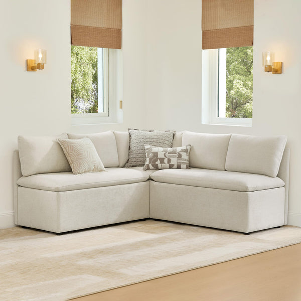 L-Shaped Corner Dining Bench with Storage & Back
