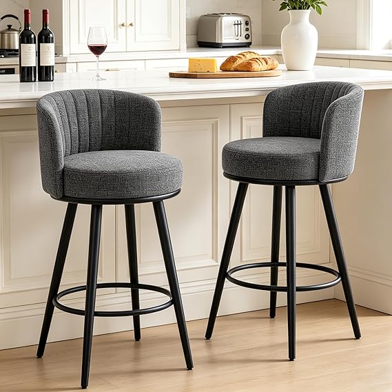 Swivel Bar Stools with Back & Footrest