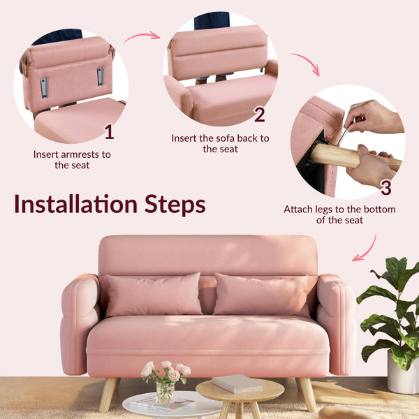 Mid-Century Modern 2-Seater Loveseat Sofa