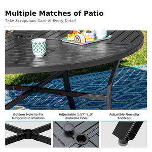 Round Outdoor Dining Table with Umbrella Hole