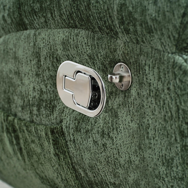Oversized Swivel Rocker Recliner Chair with Phone Holder – Chenille Fabric, Green
