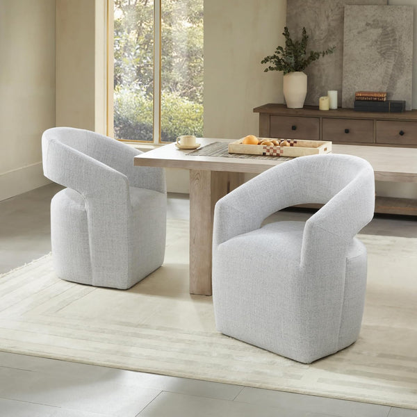 Upholstered Rolling Dining Chairs with Casters