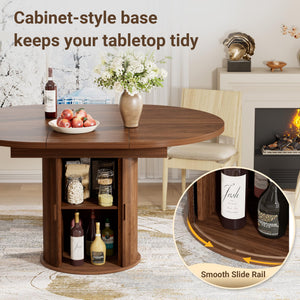 Expandable Round Oval Dining Table 40–55 Inch with Storage