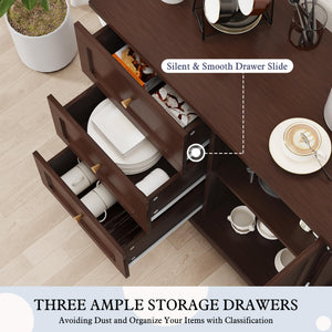 Accent Cabinet with 3 Drawers and Door – Wooden Sideboard with Shelves