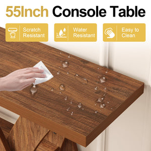 55-Inch 3-Tier Console Table with Storage