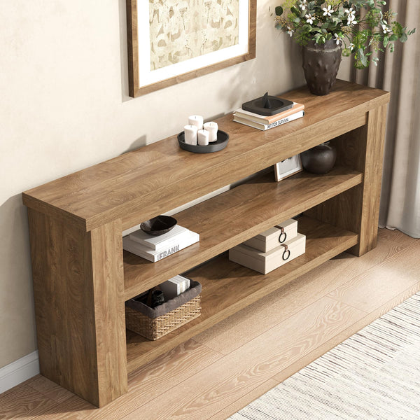 71" Console Table with 2 Shelves and 3-Tier Storage