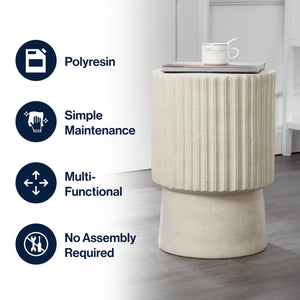 Round Tambour Accent Table – Terrazzo Finish