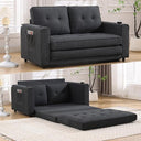 55" Convertible Loveseat Sofa Bed with Side Pockets & Cup Holder