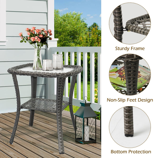 Outdoor Wicker Coffee Table Set of 2
