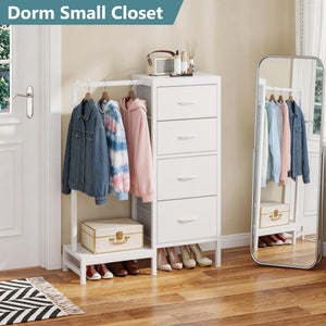 Tall Dresser with Hanging Rack & 4 Drawers