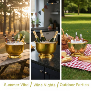 Gold Stainless Steel Beverage Tub – 10 Quart Ice Bucket