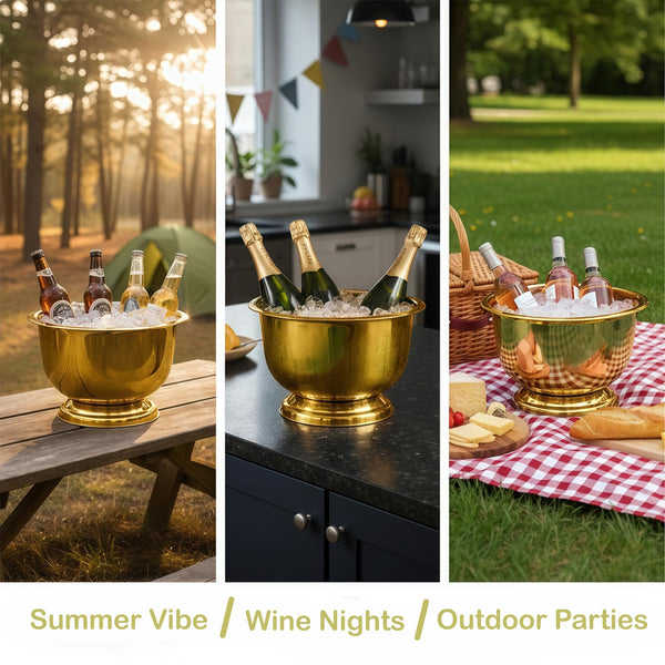 Gold Stainless Steel Beverage Tub – 10 Quart Ice Bucket