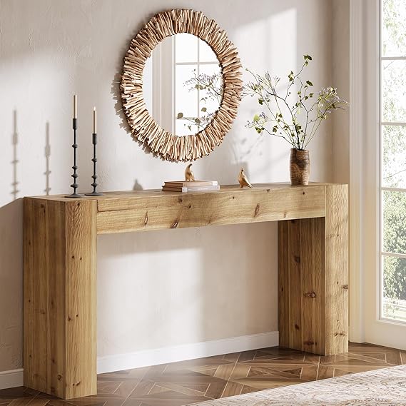 Solid Wood Farmhouse Console Table 63 Inch