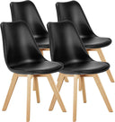 Modern Dining Chairs with Wood Legs & PU Leather Cushion