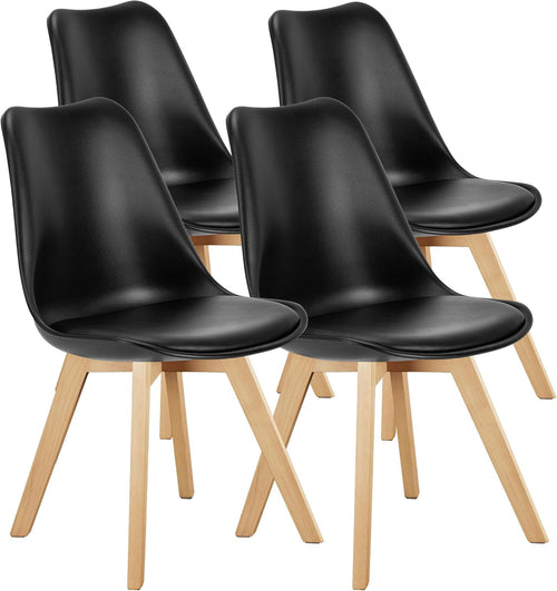 Modern Dining Chairs with Wood Legs & PU Leather Cushion