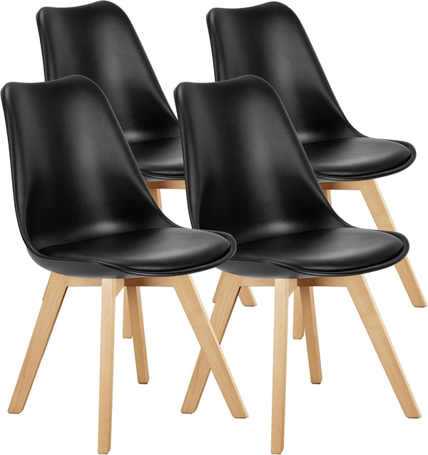 Modern PU Leather Dining Chairs with Wood Legs