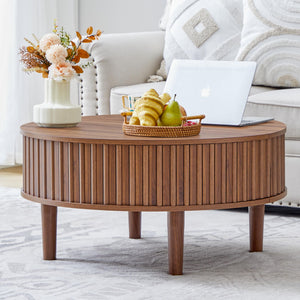 Round Lift-Top Coffee Table with Hidden Storage