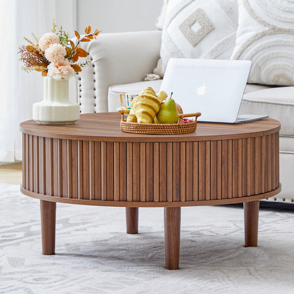 Round Lift-Top Coffee Table with Hidden Storage