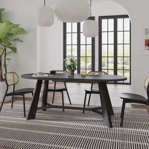 Oval Dining Table for 6-8 People with Tapered Legs