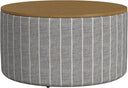 Round Storage Ottoman with Wood Top