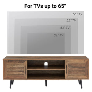 Mid-Century Modern TV Stand with Storage Cabinet – Fits TVs up to 65"