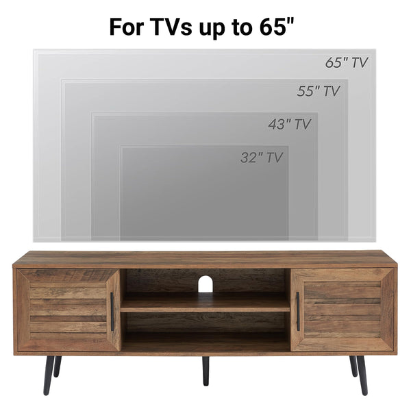 Mid-Century Modern TV Stand with Storage Cabinet – Fits TVs up to 65"