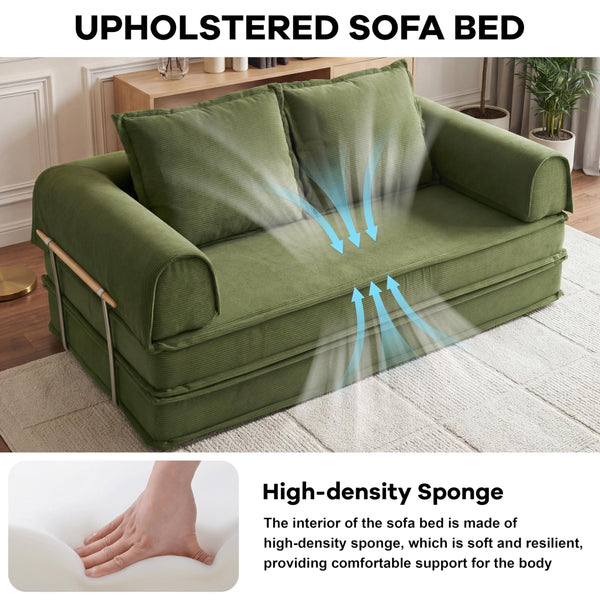 4-in-1 Convertible Modular Floor Sofa Bed — Corduroy Sectional Couch