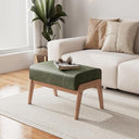 PU Leather Ottoman Footrest with Rubberwood Frame