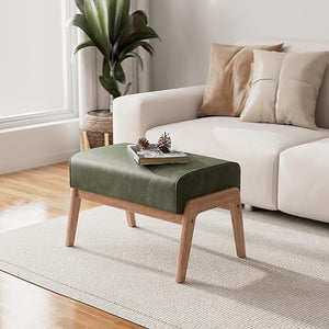 PU Leather Ottoman Footrest with Rubberwood Frame