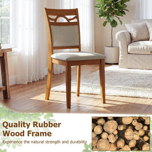 Farmhouse Dining Chairs Set – Solid Rubber Wood, Upholstered Fabric Seat