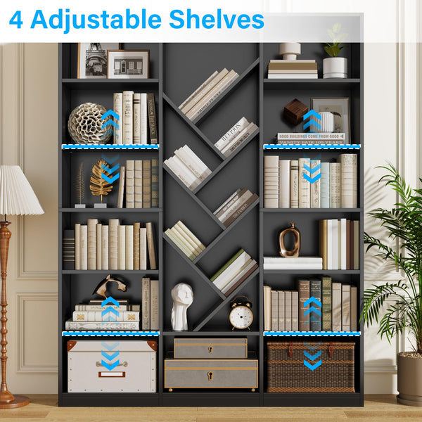 6-Tier Tree Bookshelf, 71" Tall Floor Standing Bookcase