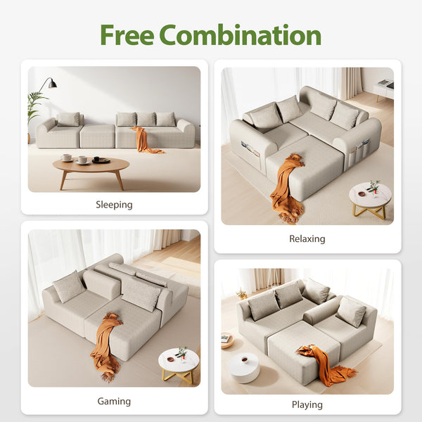 Modular L-Shaped Sectional Sofa with Ottoman