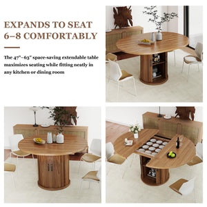Round to Oval Extendable Dining Table 47" – 63" for 4–8
