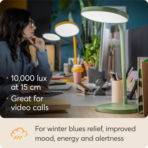 10,000 Lux Adjustable Bright Light Therapy Desk Lamp - Sage Green