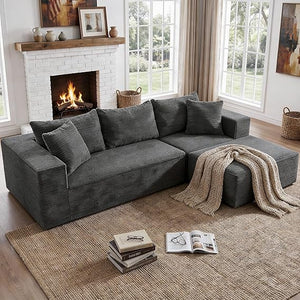 108" Cloud Sectional Sofa with Deep Seat & Movable Ottoman