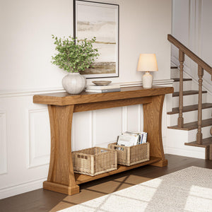 63-Inch 2-Tier Console Table with Storage Shelves