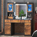 LED Vanity Desk with Mirror, RGB Cabinets & Charging Station