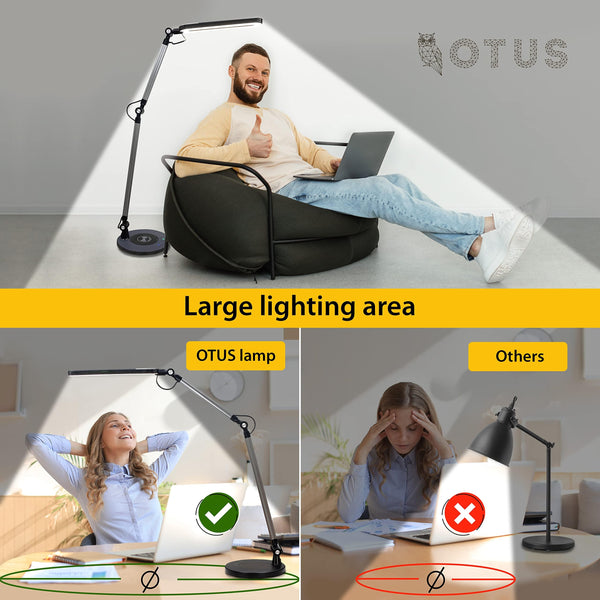 LED Desk Lamp with Wireless Charger & Adjustable Swing Arm