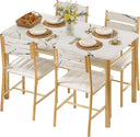 5-Piece Dining Table Set for 4 with Upholstered Chairs