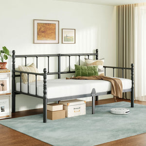 Twin Daybed Frame with Steel Slats, Metal Sofa Bed – Twin Size, Black