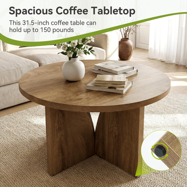 Round Coffee Table, 31.5" – Brown