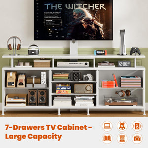 63" TV Stand with Adjustable Mount & 7 Drawers