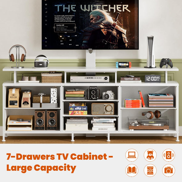 63" TV Stand with Adjustable Mount & 7 Drawers