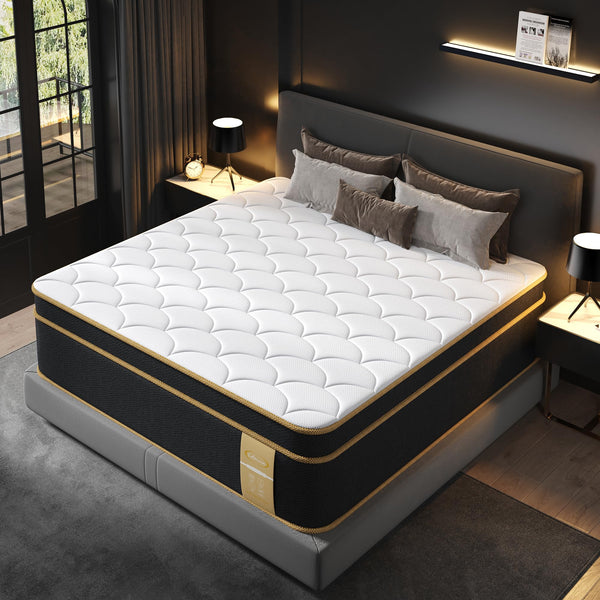 California King Gel Memory Foam Hybrid Mattress – 12 & 14 Inch, Pocket Spring, Pressure Relief
