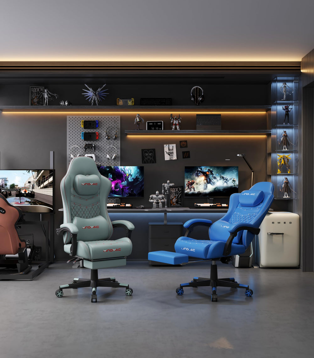 Ergonomic Gaming Chair with Retractable Footrest & Lumbar Support – 400 lb Capacity